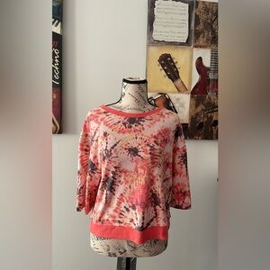 Ideology Pink and Orange Tie-Dye Long Sleeve Top